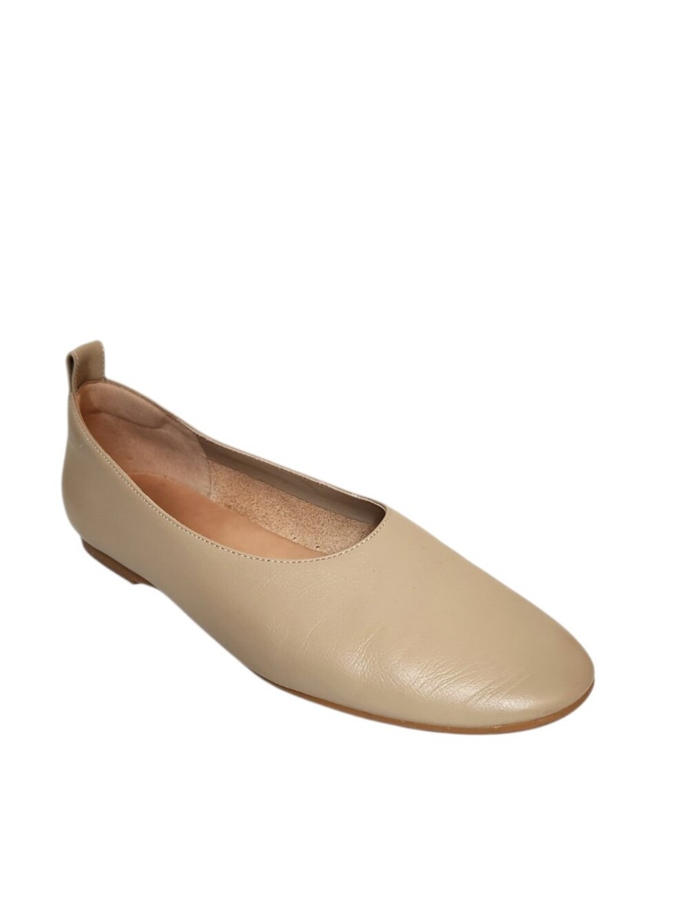 Quince Italian Leather Glove Ballet Flat in Almond Size 8.5
